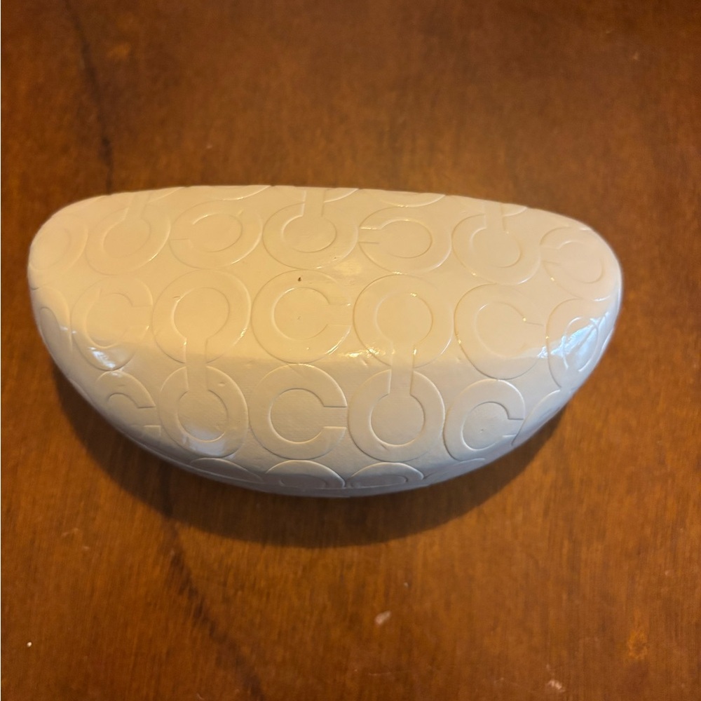 Coach White Embossed Sunglasses Case